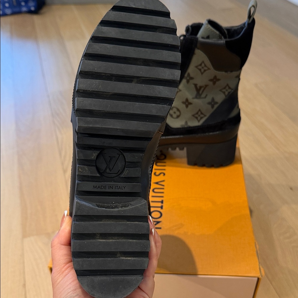 Louis Vuitton Black and Green Combat Boots - Picture 2 of 3